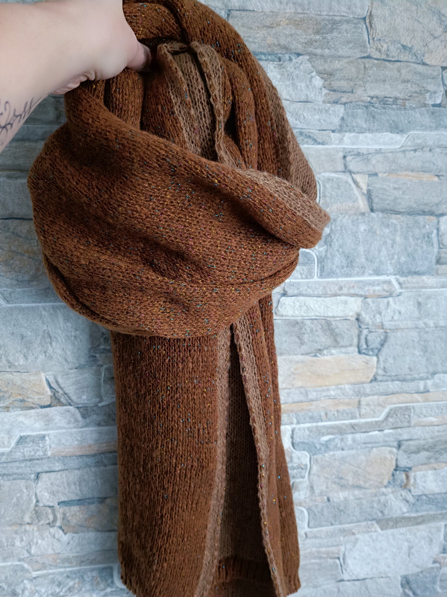 Echarpe marron strass multicolors