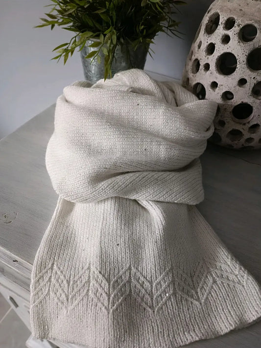 Echarpe blanche femme ornée de strass