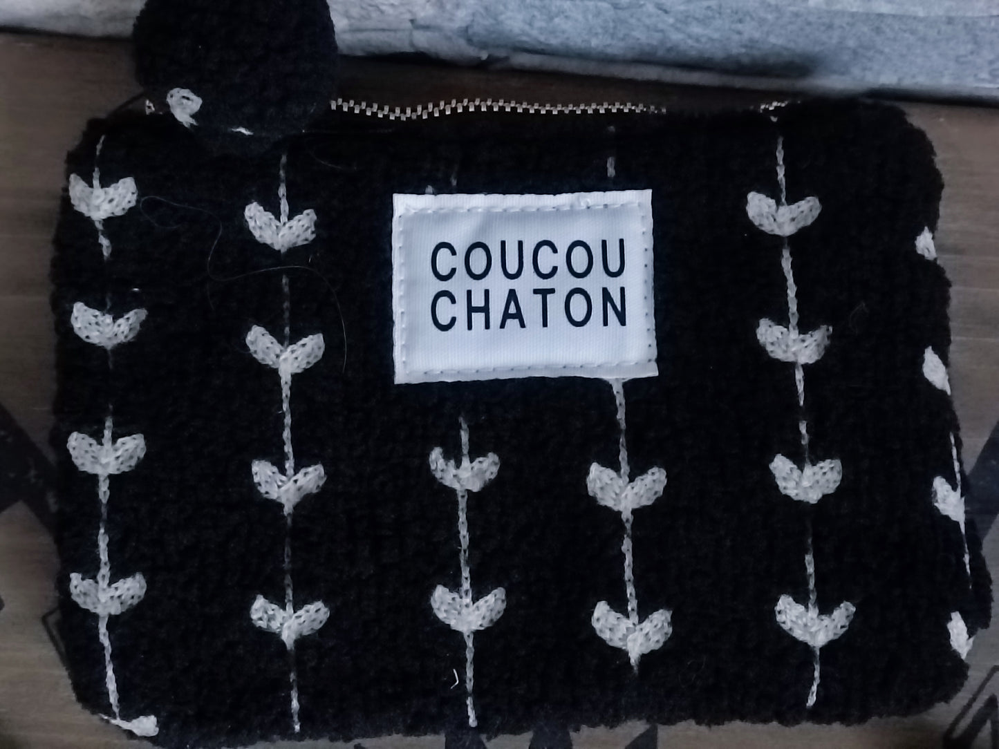 Petite pochette noire COUCOU CHATON