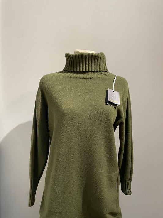 Robe pull kaki manches longues - existe aussi en noir et camel