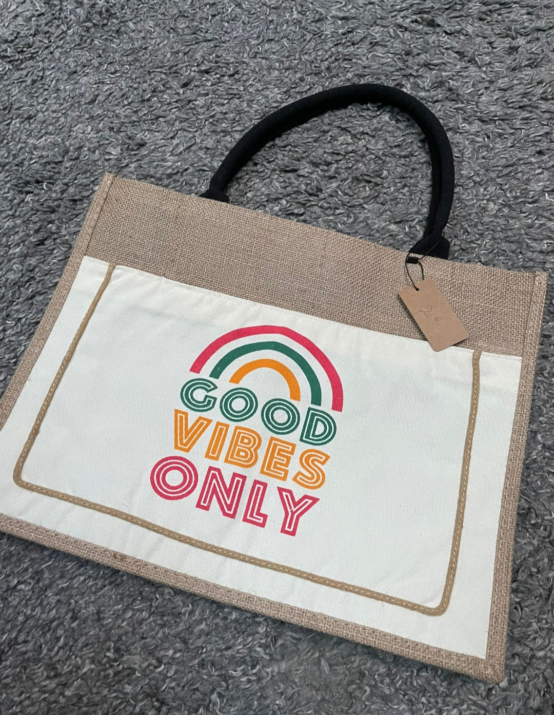Sac plage jute GOOD VIBES